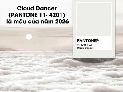 Pantone công bố “Cloud Dancer” là màu của năm 2026 ứng dụng trong thiết kế